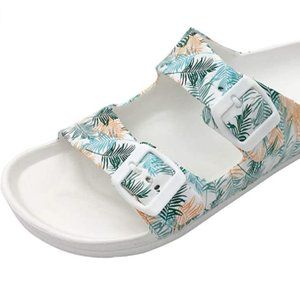 Women's Comfort Slides Double Buckle Adjustable EVA Flat Sandals